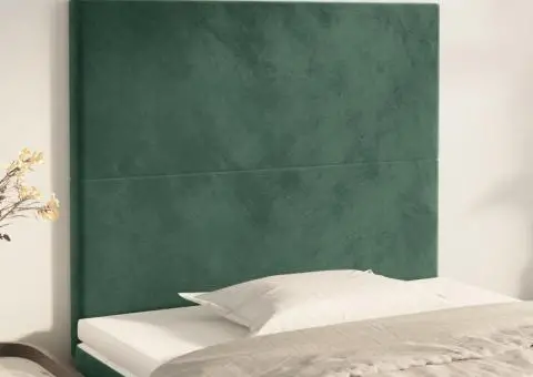 Tăblii de pat, 2 buc, verde închis, 90x5x78/88 cm, catifea - 1/5