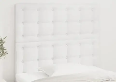 Tăblii de pat, 2 buc, alb, 90x5x78/88 cm, piele ecologică - 1/5