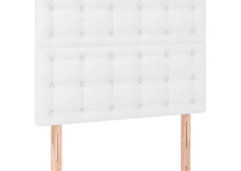 Tăblii de pat, 2 buc, alb, 90x5x78/88 cm, piele ecologică - 2/5