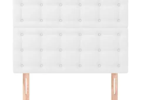 Tăblii de pat, 2 buc, alb, 90x5x78/88 cm, piele ecologică - 3/5