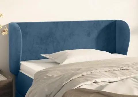 Tăblie pat cu aripioare albastru închis 83x23x78/88 cm catifea - 1/5