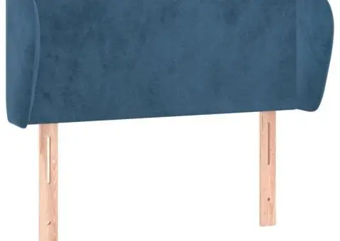 Tăblie pat cu aripioare albastru închis 83x23x78/88 cm catifea - 2/5