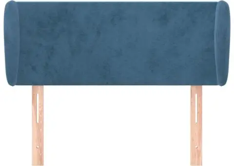 Tăblie pat cu aripioare albastru închis 83x23x78/88 cm catifea - 3/5