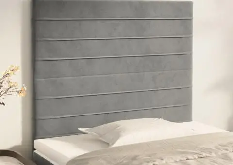 Tăblii de pat, 2 buc, gri deschis, 100x5x78/88 cm, catifea - 1/5