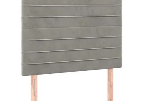 Tăblii de pat, 2 buc, gri deschis, 100x5x78/88 cm, catifea - 2/5