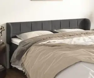 vidaXL Tăblie de pat cu aripioare gri închis 163x23x78/88 cm catifea