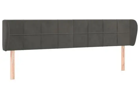 Tăblie de pat cu aripioare gri închis 163x23x78/88 cm catifea - 2/5