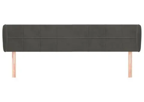 Tăblie de pat cu aripioare gri închis 163x23x78/88 cm catifea - 3/5