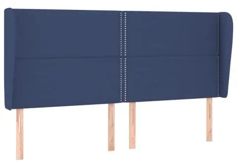 Tăblie de pat cu aripioare, albastru, 183x23x118/128 cm, textil - 2/5