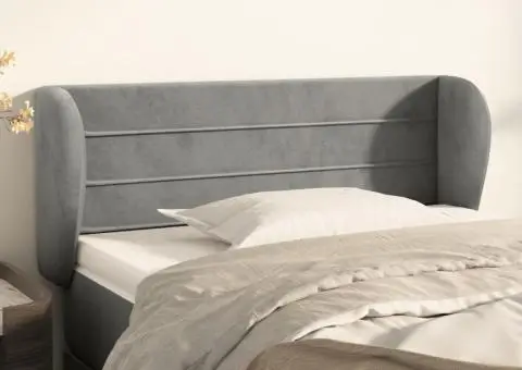 Tăblie de pat cu aripioare gri deschis 103x23x78/88 cm catifea - 1/5