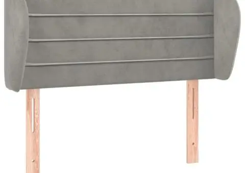 Tăblie de pat cu aripioare gri deschis 103x23x78/88 cm catifea - 2/5