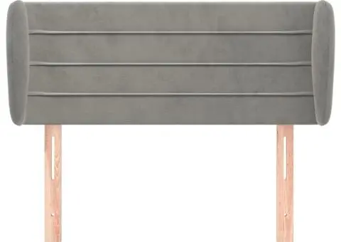 Tăblie de pat cu aripioare gri deschis 103x23x78/88 cm catifea - 3/5