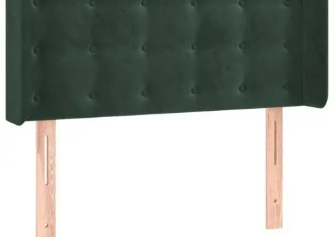 Tăblie de pat cu aripioare verde închis 103x16x78/88 cm catifea - 2/5