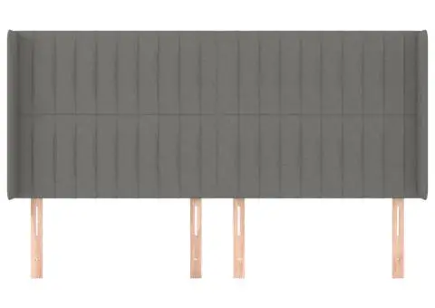 Tăblie de pat cu aripioare gri închis 183x16x118/128 cm textil - 3/5