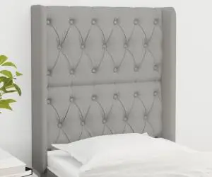 vidaXL Tăblie de pat cu aripioare gri deschis 83x16x118/128 cm textil