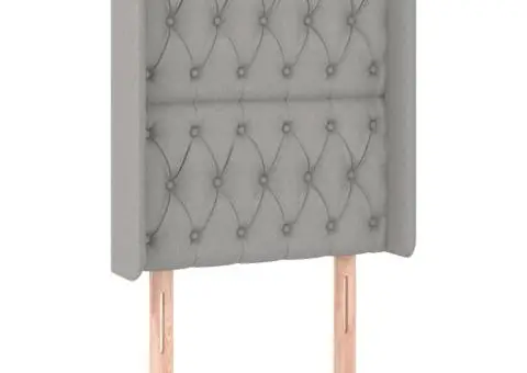 Tăblie de pat cu aripioare gri deschis 83x16x118/128 cm textil - 2/5