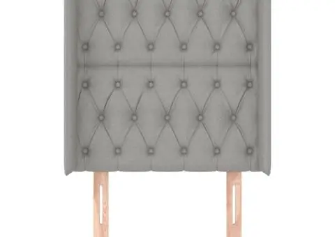 Tăblie de pat cu aripioare gri deschis 83x16x118/128 cm textil - 3/5