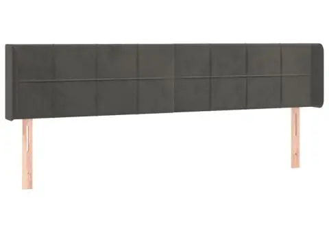 Tăblie de pat cu aripioare gri închis 163x16x78/88 cm catifea - 2/5