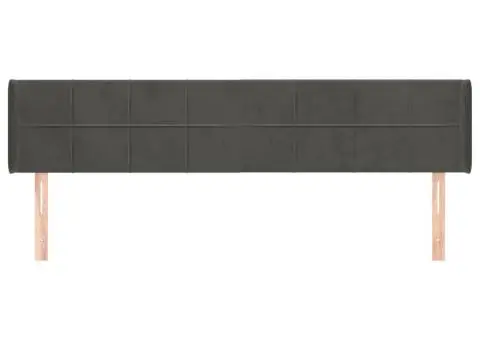 Tăblie de pat cu aripioare gri închis 163x16x78/88 cm catifea - 3/5