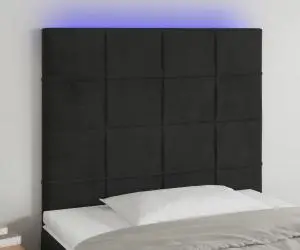vidaXL Tăblie de pat cu LED, negru, 80x5x118/128 cm, catifea