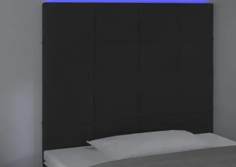 Tăblie de pat cu LED, negru, 80x5x118/128 cm, catifea - 3/5