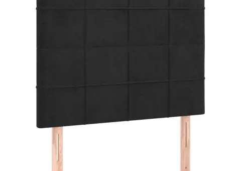 Tăblie de pat cu LED, negru, 80x5x118/128 cm, catifea - 4/5