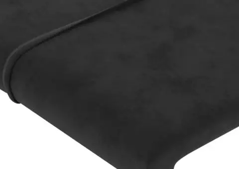 Tăblie de pat cu LED, negru, 80x5x118/128 cm, catifea - 5/5