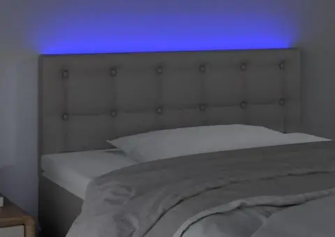 Tăblie de pat cu LED, gri, 90x5x78/88 cm, piele ecologică - 3/5