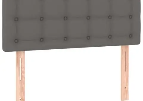 Tăblie de pat cu LED, gri, 90x5x78/88 cm, piele ecologică - 4/5