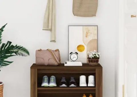 Pantofar, stejar maro, 75x35x45 cm, lemn prelucrat - 3/5