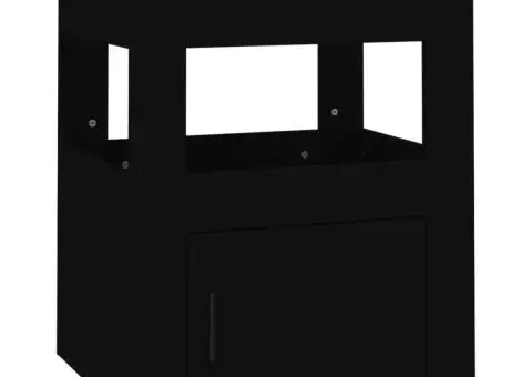 Cărucior de bucătărie, negru, 60x45x80 cm, lemn prelucrat - 2/5