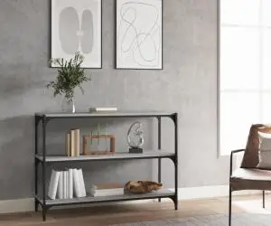 vidaXL Raft de cărți gri sonoma 100x33x70,5 cm, lemn prelucrat și oțel