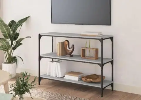 Raft de cărți gri sonoma 100x33x70,5 cm, lemn prelucrat și oțel - 3/5