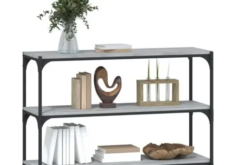 Raft de cărți gri sonoma 100x33x70,5 cm, lemn prelucrat și oțel - 4/5