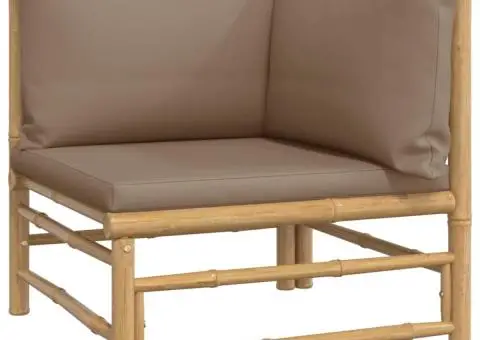 Set mobilier de grădină cu perne gri taupe, 7 piese, bambus - 5/5