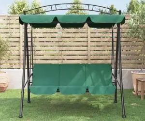 vidaXL Balansoar de grădină cu baldachin verde 198 cm țesătură și oțel