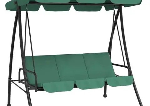 Balansoar de grădină cu baldachin verde 198 cm țesătură și oțel - 2/5