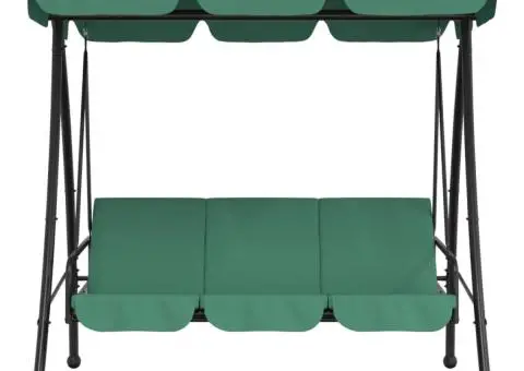 Balansoar de grădină cu baldachin verde 198 cm țesătură și oțel - 3/5