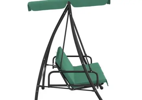 Balansoar de grădină cu baldachin verde 198 cm țesătură și oțel - 4/5