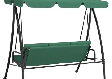 Balansoar de grădină cu baldachin verde 198 cm țesătură și oțel - 5/5