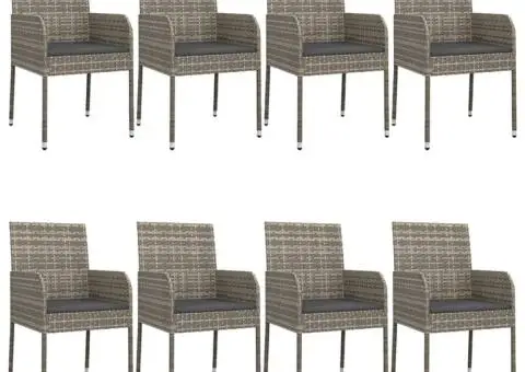 Set mobilier de grădină cu perne, 9 piese, negru/gri, poliratan - 4/5
