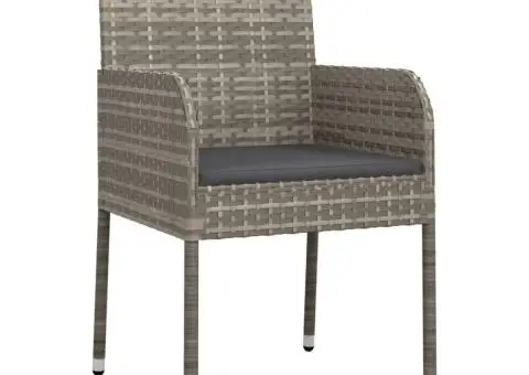 Set mobilier de grădină cu perne, 9 piese, negru/gri, poliratan - 5/5