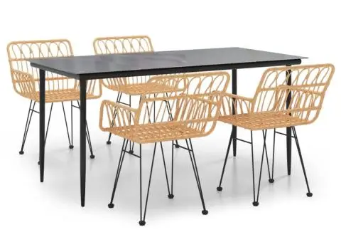 Set mobilier de grădină, 5 piese, poliratan - 2/5