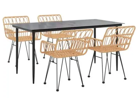 Set mobilier de grădină, 5 piese, poliratan - 3/5