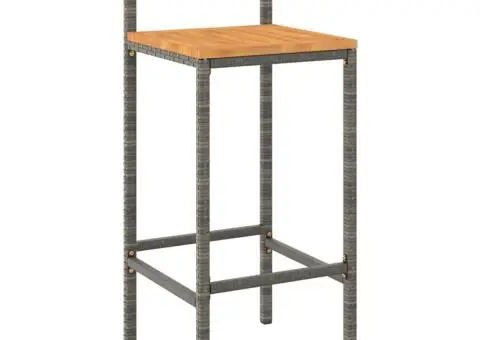 Set bar pentru grădină, 7 piese, gri, poliratan/lemn acacia - 4/5