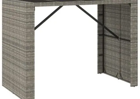 Set bar pentru grădină, 7 piese, gri, poliratan/lemn acacia - 5/5