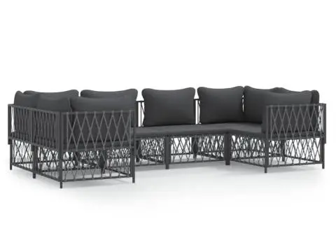 Set mobilier de grădină, 6 piese, cu perne, antracit, oțel - 2/5