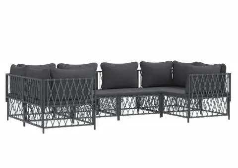 Set mobilier de grădină, 6 piese, cu perne, antracit, oțel - 3/5