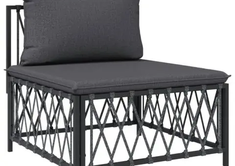 Set mobilier de grădină, 6 piese, cu perne, antracit, oțel - 5/5