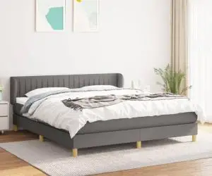 vidaXL Pat box spring cu saltea, gri închis, 180x200 cm, textil